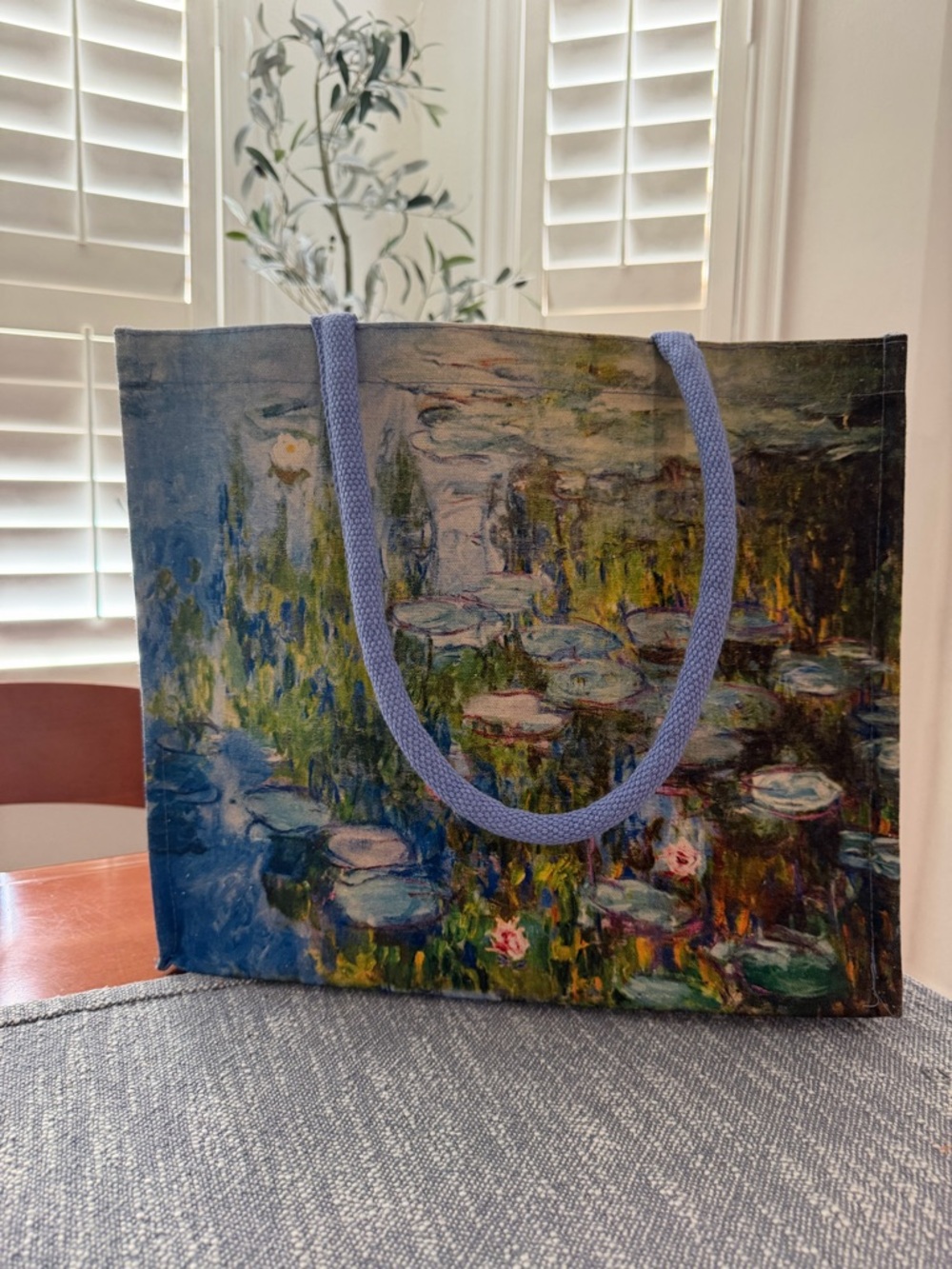 14x13x5 Waterlily by Claude Monet Art Print Tote Bag in Blue and Green